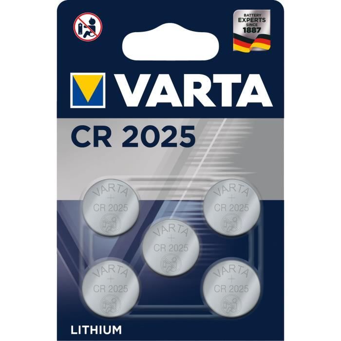 Pack de 2 piles bouton CR2025 (3V / 150mAh) Lithium Duracell, Piles bouton