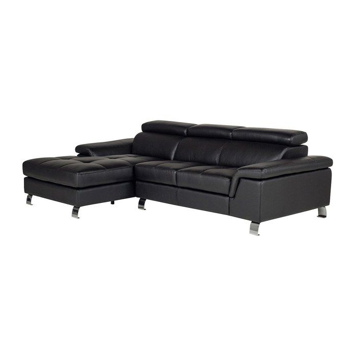 Canapé dangle en cuir MISHIMA - Noir - Angle gauche - 3 places - Style classique