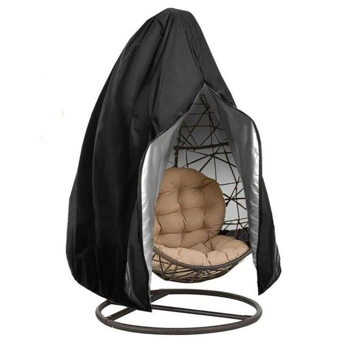 Housse de Fauteuil Suspendu Jardin VIPITH - NOIR - Polyester Oxford Imperméable Anti-UV - 190 x 115 cm