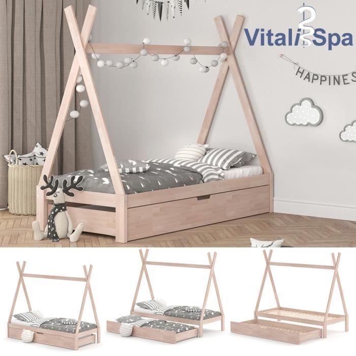 lit Indien Naturel tipi Lit Enfant lit cabane VITALISPA Tipi 90 x 200 cm