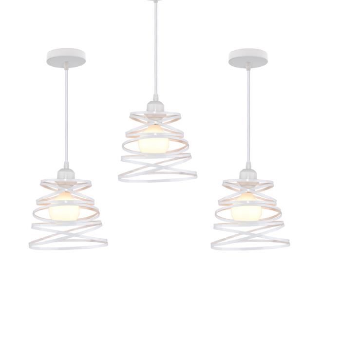UNI 3PCS Lustre Suspension Industrielle E27 20cm Blanc Plafonnier Abat-jour en Métal Fer Luminaire Couloir Escalier Chambre UNI 3PCS Lustre Suspension Industrielle E27 20cm Blanc Plafonnier Abat-jour en Métal Fer Luminaire Couloir Escalier Chambre