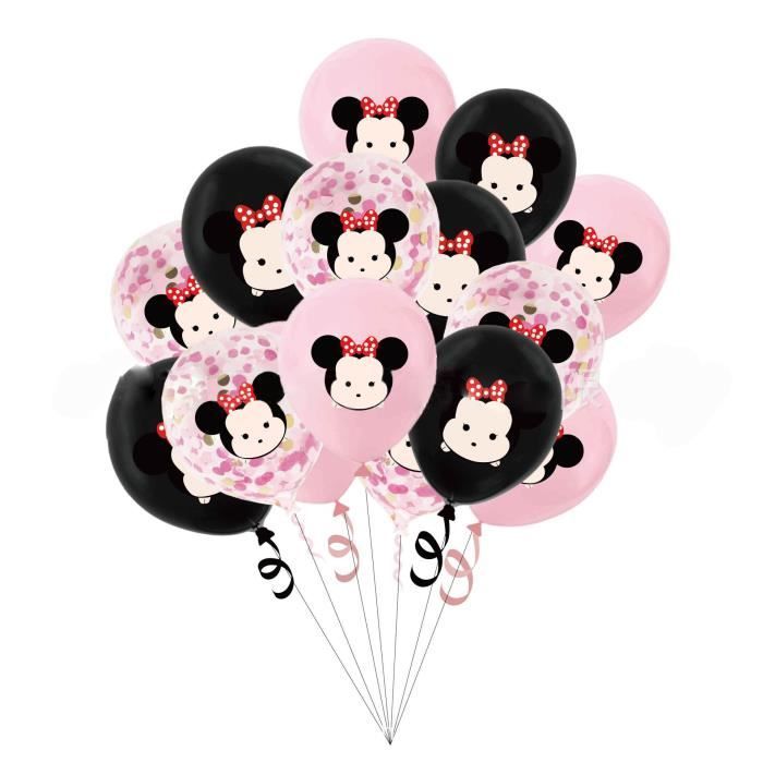 Balloon 15pcs Banniere D Anniversaire Minnie Mouse Fournitures De Decoration Pour Fete D Anniversaire Pour Filles Cdiscount Maison