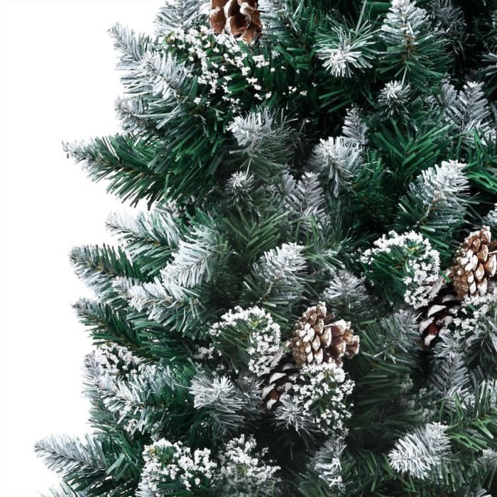 Zerodis Sapin de Noël avec LED et pommes de pin et neige blanche 240 cm