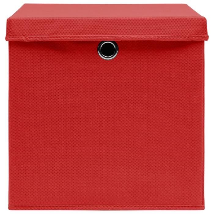 Zerodis Boîtes de rangement avec couvercles 4 pcs 28x28x28 cm Rouge ...