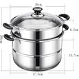 COUSCOUSSIER Pot de vapeur 26cm pot en acier inoxydable Trois -eacute,tages vapeur marmite THICKEN induction pot foyer de cuisso1536-1