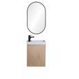 Ensemble meuble lave-mains LISA décor chêne avec miroir ovale Bois Clair 21,5 cm-1