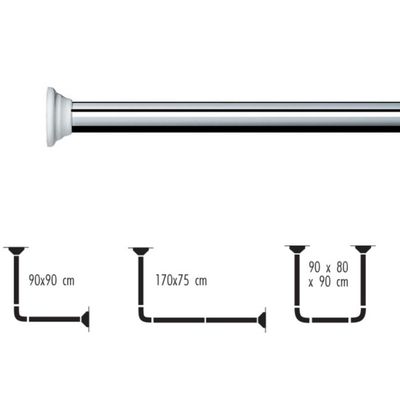 Barre tringle pour rideau de douche d'angle à fixer en Alu SURPRISE 80x80cm Blanc Spirella | Leroy Merlin