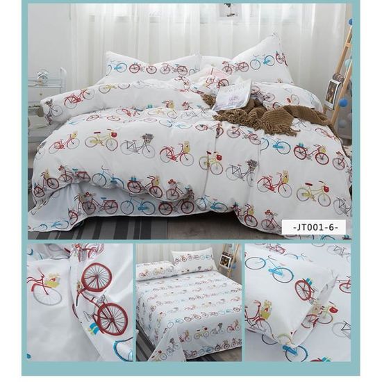 Parure De Lit Motif Forêt Dessin Animé - Drap Housse 80x160x30 Cm + 2 Taies - Microfibre Douce - Pour Enfant Et Adulte
