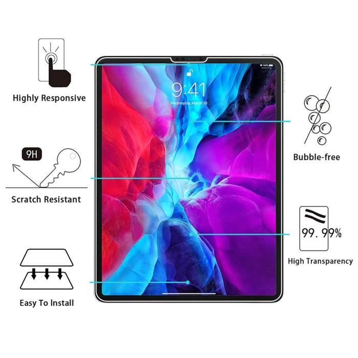 RKINC Verre Trempé [Lot De 2] Pour IPad Air 5/4 (10,9-Pouces, Modell 2022/2020, 5./4. Gen), Film Protection écran, Dureté 9H 0,33 Mm HD Glass [sans Bulles D'air][Résistant Aux Rayures][Garantie à Vie