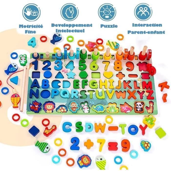 Jouet Montessori En Bois 1-3 Ans - Puzzle à Empiler Et Trier Formes/couleurs - Éducatif, Cadeau Fille/garçon - 5