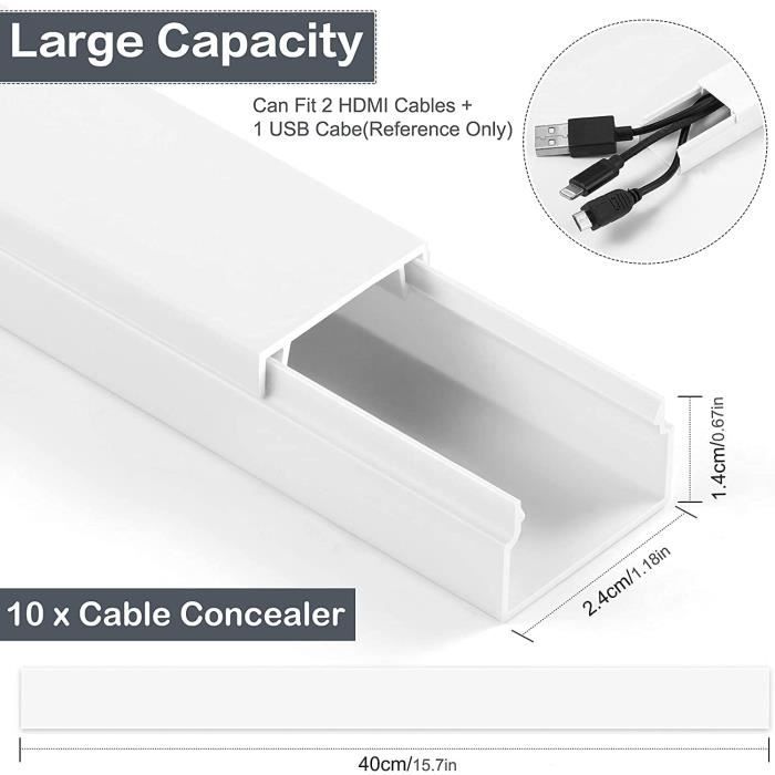 10 m Passe-câble Auto-adhésif, 30 x 10 mm Cache Cable TV Mural Blanc,  Goulotte Passe Cable Flexible, pour Maison, Bureau, L'écol150 - Cdiscount  Bricolage