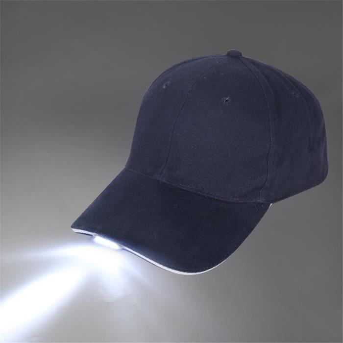 Lampe frontale,Casquette réglable à 5 LED,chapeau à piles avec lampe de  poche LED pour la pêche en plein air,Jogging - Type black