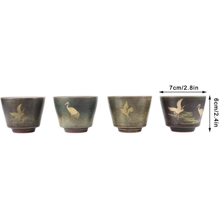 4pcs Four Rétro Cuit Tasse à thé Ensemble, Style Japonais en Céramique Kung Fu Teaware Drinkware, Tasse à café Coffret Cadeau pour Home Office Mariage (Un Bonheur continu 4pcs Four Rétro Cuit Tasse à thé Ensemble, Style Japonais en Céramique Kung Fu Teaware Drinkware, Tasse à café Coffret Cadeau pour Home Office Mariage (Un Bonheur continu