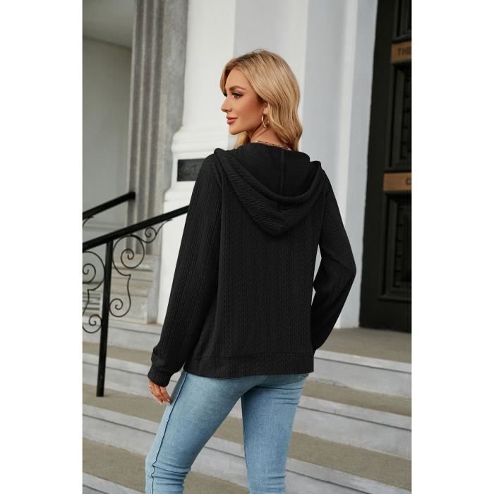 Cardigan Femme à Capuche Zippé - Maille épaisse Oversize, Pour Automne-hiver, Bureau, Voyage, Décontracté