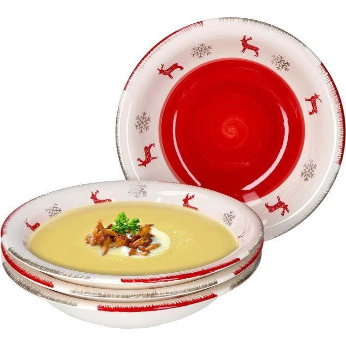 Assiettes à Pizza Moscou & Rome - Lot De 2 En Porcelaine - 33 Cm, Motifs Vert Et Rouge