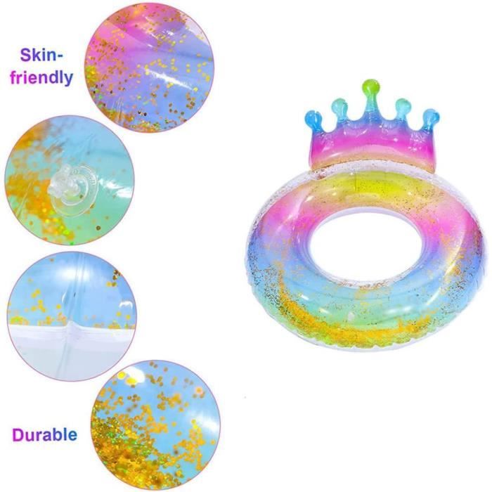Bouée Piscine Gonflable à Paillettes Pour Adulte – Transparente, PVC Résistant, Flotteur Confortable Pour Plage Et Fêtes D’été
