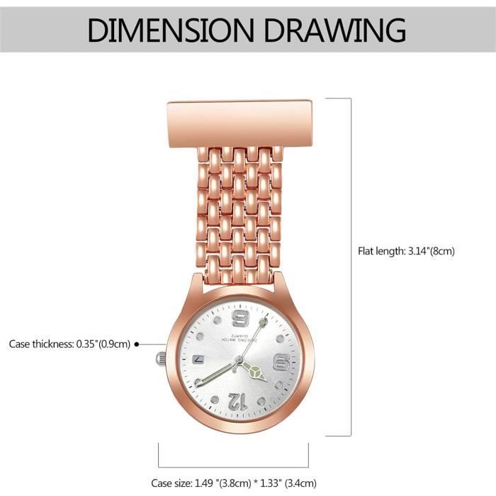 Montre De Poche Infirmière - Montre Gousset Rétractable Avec Clip - Rose - Pour Infirmières, Étudiantes, Allaitement - Simple Et Pratique