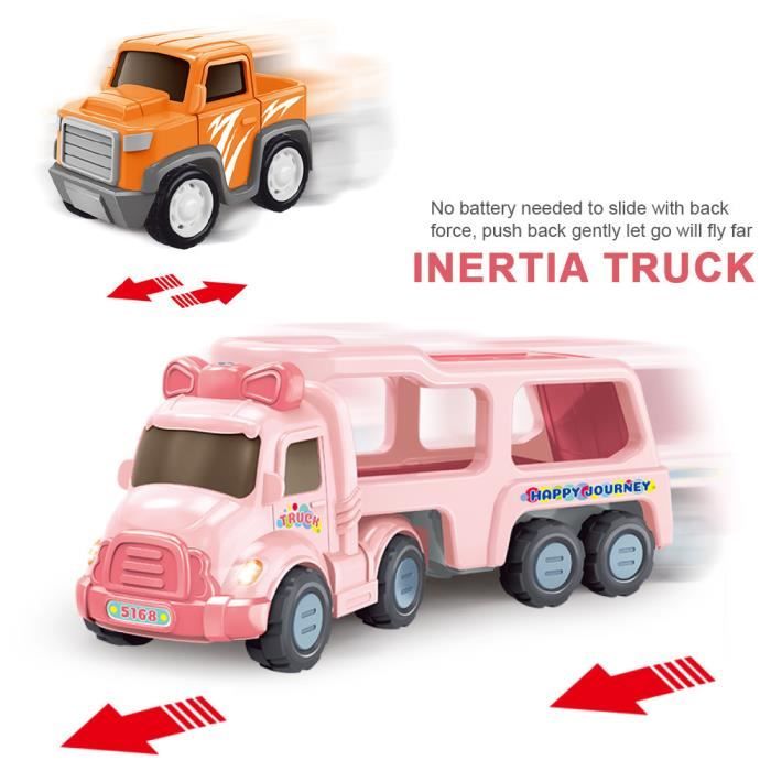 Jouet de Camion pour Enfant,5 en 1 Transporteur Voiture avec Sons et Lumires pour Cadeau de Noël Fille 3 4 6 Ans - Jeux - Jouets