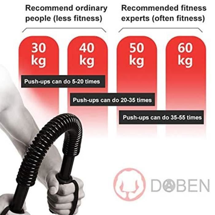 Barre De Torsion à Ressort 30 Kg – ExteNseur De Poitrine Pour Muscler Le Haut Du Corps, Compact Et Costaud