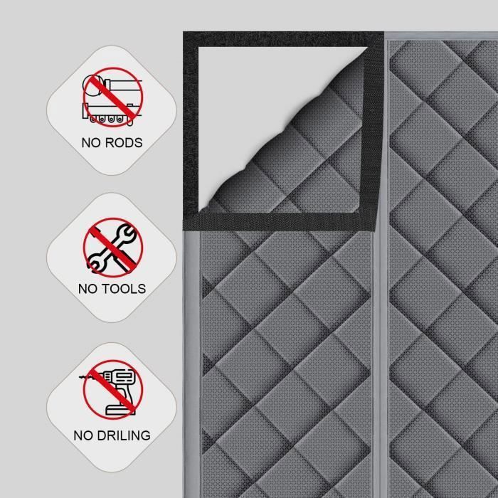 Rideau Thermique Porte 90 X 210cm Velcro Installation Chaleur Economiser Energie 76797644