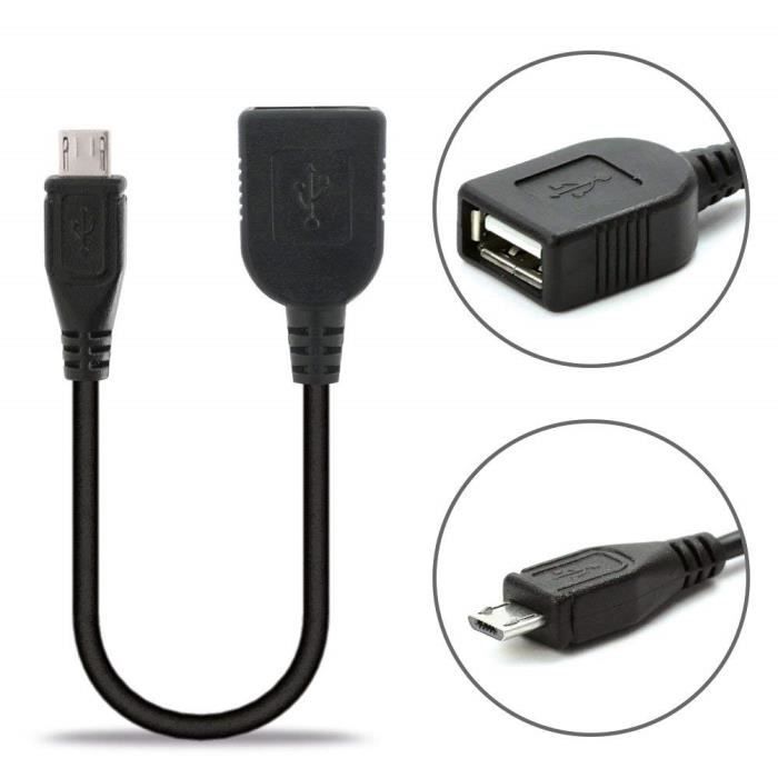 Câble Adaptateur Micro USB Vers 2 Ports USB Femelle - Hub OTG Pour Smartphone/tablette Android - 20 Cm