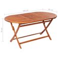 Table de jardin en bois d'acacia massif pliable 160x85x75 cm - Marron-3