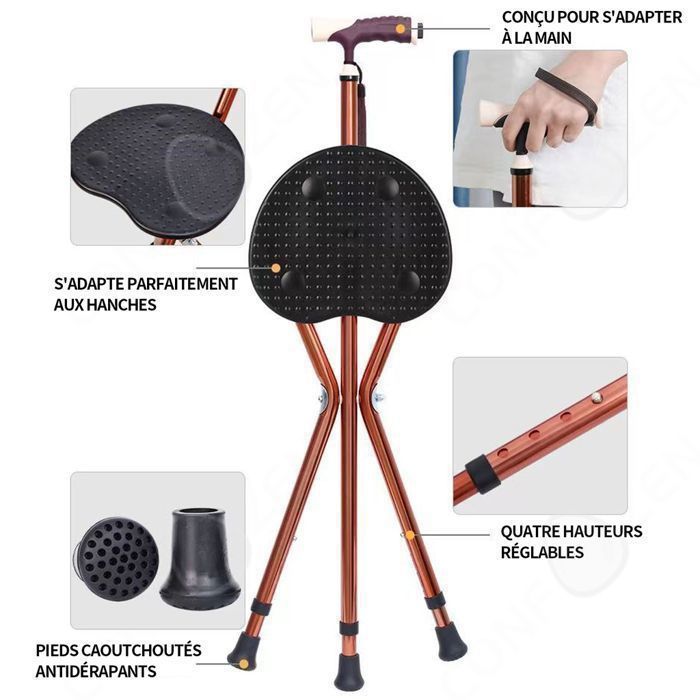 Tabouret 3-pieds Bo-Camp Deluxe – Extra Haut, Assise Renforcée, Capacité 100 Kg, Pliable, Compact, Idéal Camping Et Jardin