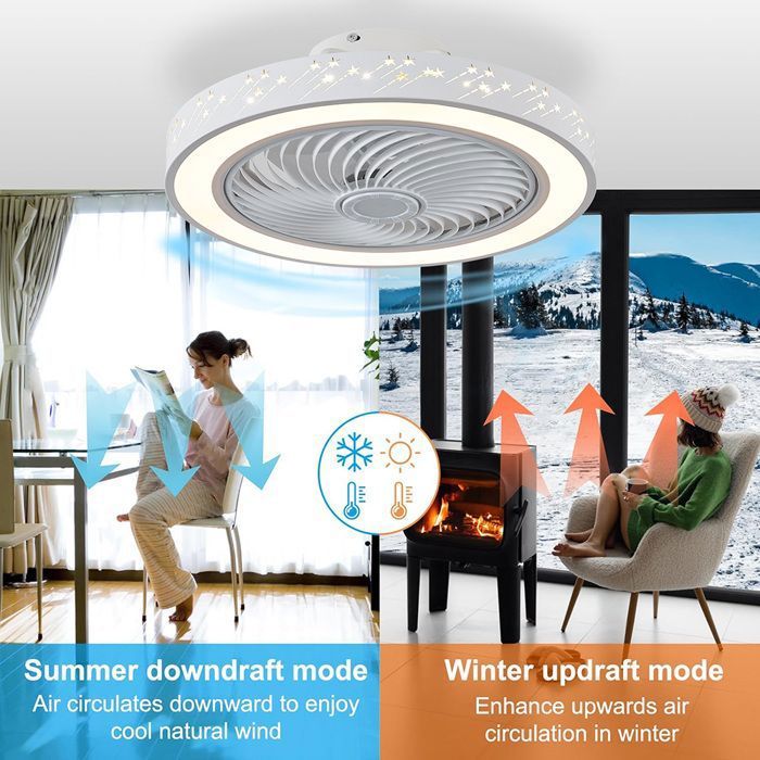 Ventilateur De Plafond Avec Lumière Et Télécommande SOFUCOR - 107 Cm, Moteur DC Silencieux, 6 Vitesses, Réversible, Minuterie - Pour Salon, Chambre