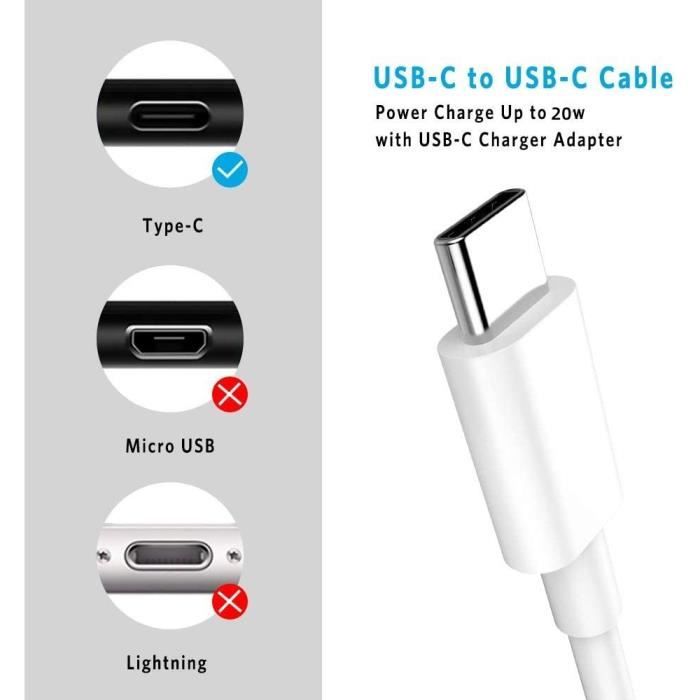Chargeur rapide 20W Usb Type-C + cable pour iPhone