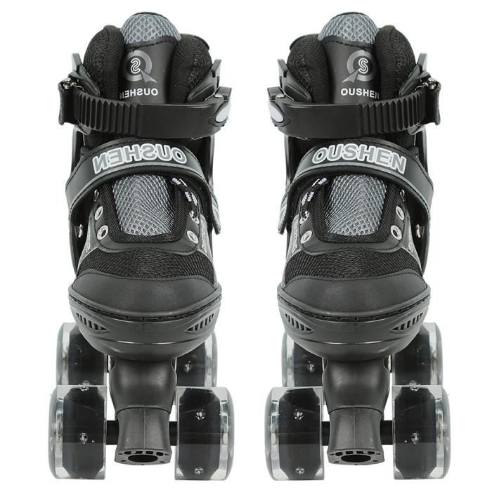 Rollers Enfants 4 Tailles Réglables (27-37) – 8 Roues Lumineuses, Triple Serrage (lacets + Boucle + Scratch), Coque Composite Respirante