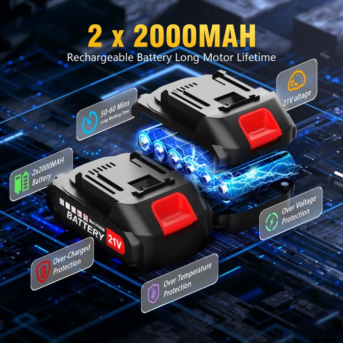 Mini Tronçonneuse Électrique 6 Pouces Avec 2 Batteries 6000mAh - Scie à Main Sans Fil
