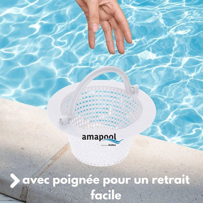 Rechange Skimmer 16cm Panier Skimmer Piscine 16cm - Tamis Remplacement Standard - ABS Résistant Chlore - Poignée Extraction Facile - Blanc Skimmer Remplacement 16cm