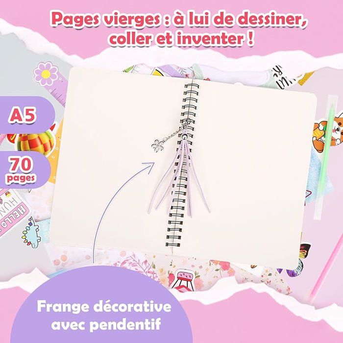 LEMESO Coffret Journal Intime Créatif – Kit Scrapbooking Et Carnet Secret Pour Fille 8-12 Ans – Cadeau Anniversaire Ou Noël