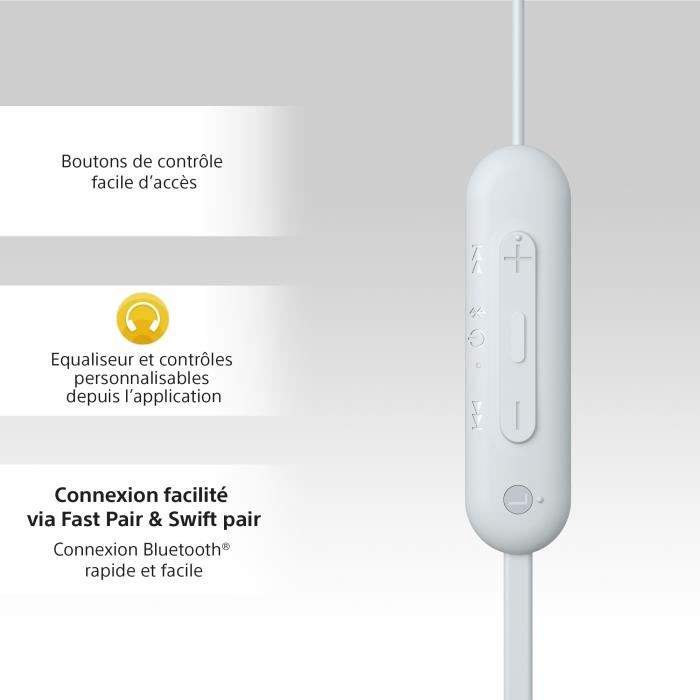 Écouteurs Bluetooth sans fil SONY WI-C100 - Autonomie jusqu'à 25 h - Blanc  - Achat / Vente oreillette bluetooth Écouteurs Bluetooth sans fil -  Cdiscount