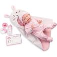 Poupée nouveau-né Bunny Bunting avec accessoires rose - JC Toys - La Newborn - Corps souple - Yeux bleus-0