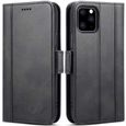 Coque Etui Rabat + Verre Trempé pour iPhone 11 Pro Max (6,5"), Premium Protection 360° Intégrale - Noir-0