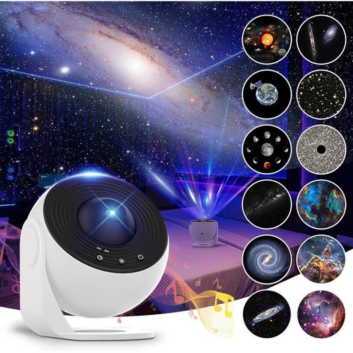 Projecteur Ciel Étoilé LED, Projecteur de Galaxie, Veilleuse de ciel