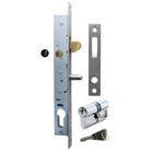 SECURY-T BY SAMA Serrure portail coulissant Axe à 15mm À crochet Laiton Avec gâche et cylindre