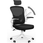 BIGZZIA Fauteuil de bureau, avec 2D Accoudoirs et Appui-tête, Soutien Lombaire Dossier Règalable, Chaise Ergonomique, Blanc