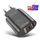 DOCCMIK Chargeur rapide Qc3.0 20w noir pour apple 11 12 13 ou samsung, USB-A+Type-c double port, compatible avec Apple Android