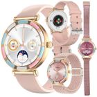 Montre Connectée Femme XTRADITECH Sport Alliage Diamanté Strass Multicolore Doré Rose Bleu Ronde 1,27 Dos Effet Céramique