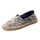 FUNMOON Espadrilles en toile cousue main mixtes pour hommes et femmes - Noir