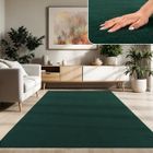 Paco Home Tapis De Salon Poils Ras Lavable Monochrome Style Moderne Vert Pétrole Vert 200x280 cm