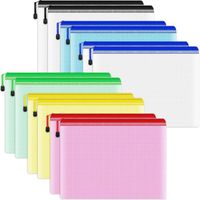 10 Pièces pochette plastique A5 -  Pochette Zippée Maille - PVC Transparentes Pochette Document pour Voyage,Bureau - 5 Couleurs