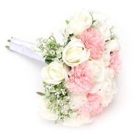 Tbest Bouquet de fleurs artificielles Artificielle fausses fleurs mariée mariage main bouquet tenant fleur mariage décor(Blanc +