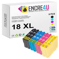 18XL ENCRE4U - Lot de 8 cartouches d'encre compatibles avec EPSON 18 T18 XL T18XL Pâquerette 2 Noir + 2 Cyan + 2 Magenta + 2 Jaune