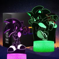 Veilleuse 3D Sonic Anime - Lampe à illusion LED 2 motifs et 16 couleurs changeantes Lampe de table avec télécommande,créatifs
