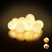 Relaxdays Guirlande Lumineuse LED, 10 Boules Coton, Fonction Piles, Lumières d’Ambiance, Sphères Ø6 cm, diff. couleurs -
