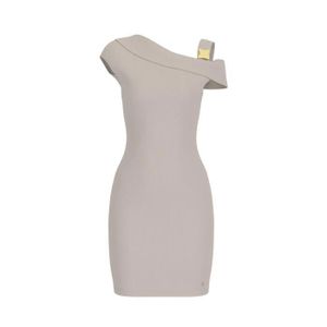 Missufe Robe d'été moulante sans manches avec col en V et froncée pour