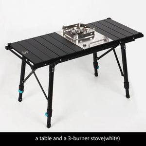 TABLE DE CAMPING Option B - Table de camping télescopique portable en alliage d'aluminium, table IGT réglable, réchaud à gaz,
